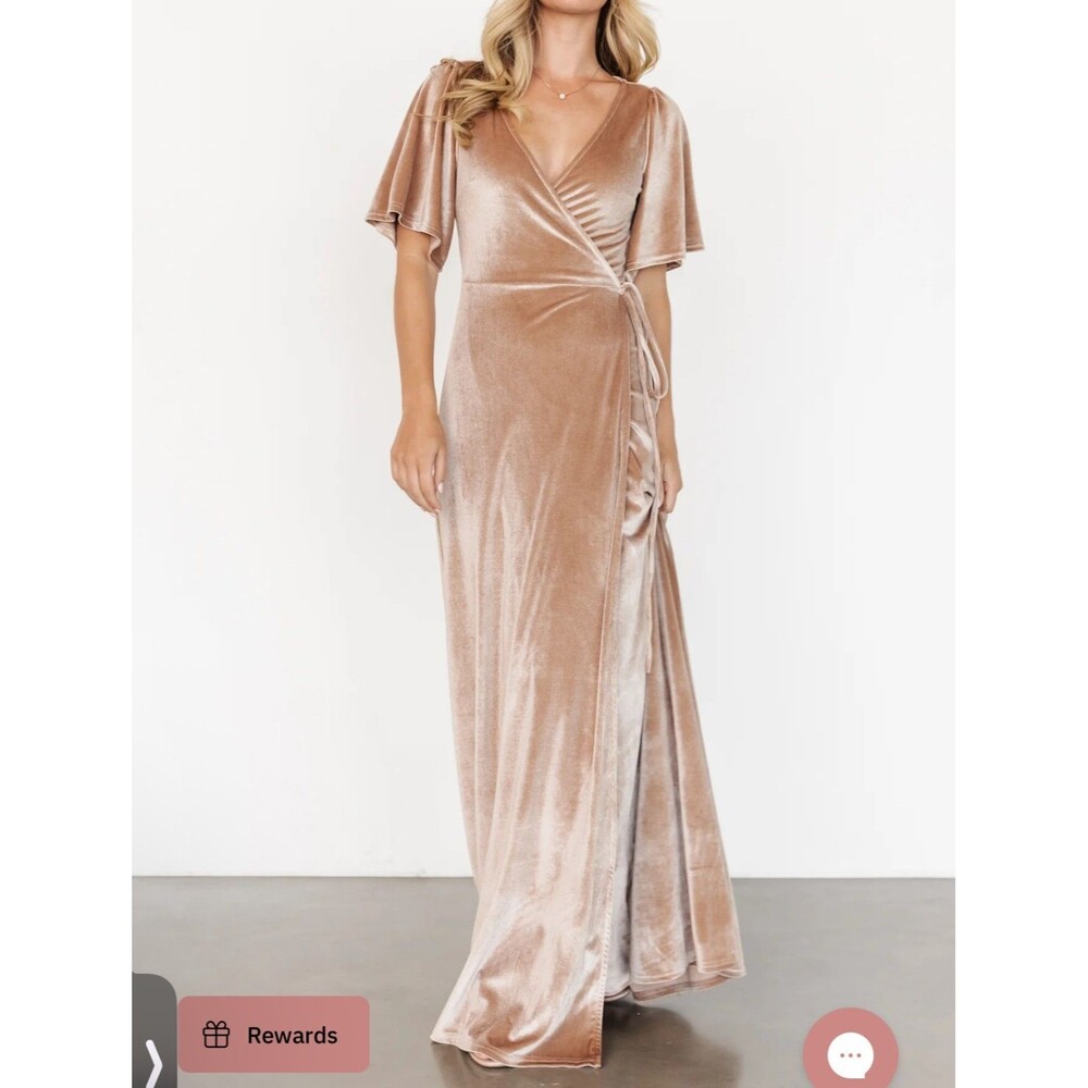 Baltic Born Size-XXL Meghan Velvet Wrap Maxi Dress Champagne